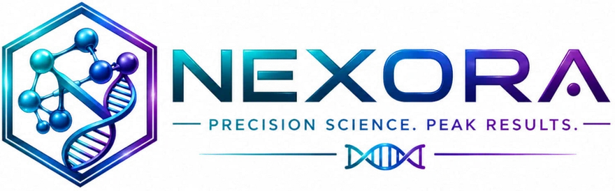 NEXORA logo: Precision Science. Peak Results.
